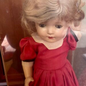 Vintage-Style Kids Doll in Red Dress-Original Shirley Temple Doll 1930s